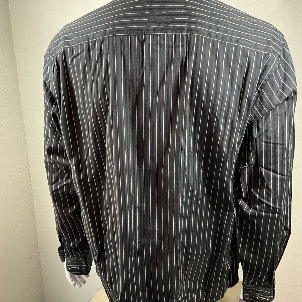 Bugatchi Black Pinstripe Button Down Shirt - Picture 3 of 6